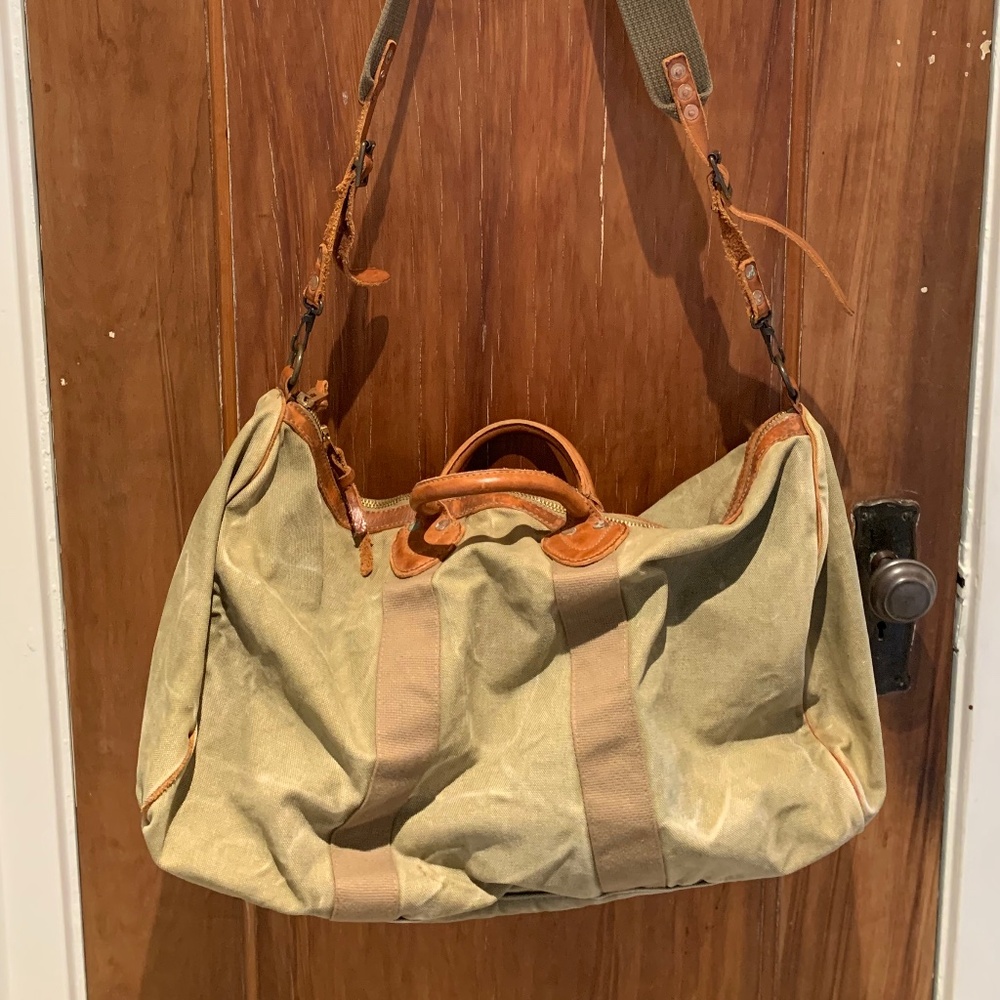 Ralph Lauren Double RL RRL Leather Trim canvas military dufflel bag